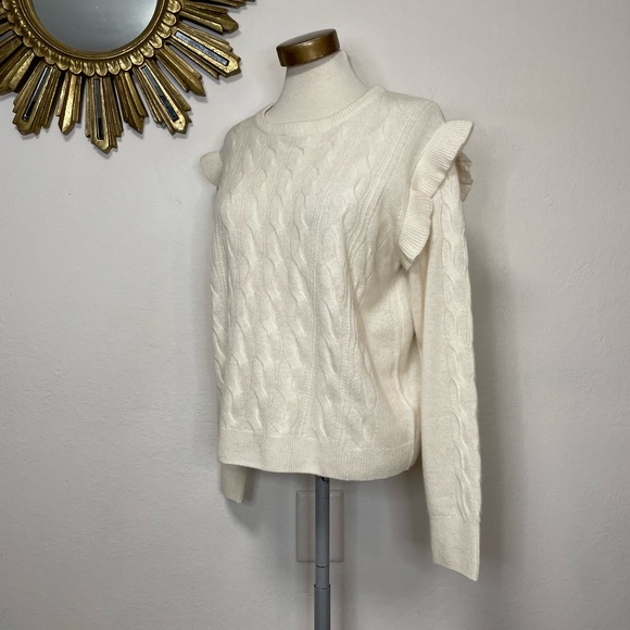 Scott & Scott Cashmere Cable Knit Ruffle Sweater - Picture 6 of 15